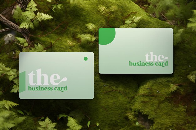 PSD business card mockup in a natural setup