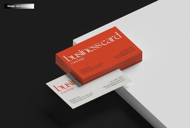 business card mockup on white and black surface