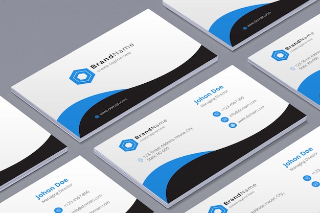 PSD business card mockup perspective view style