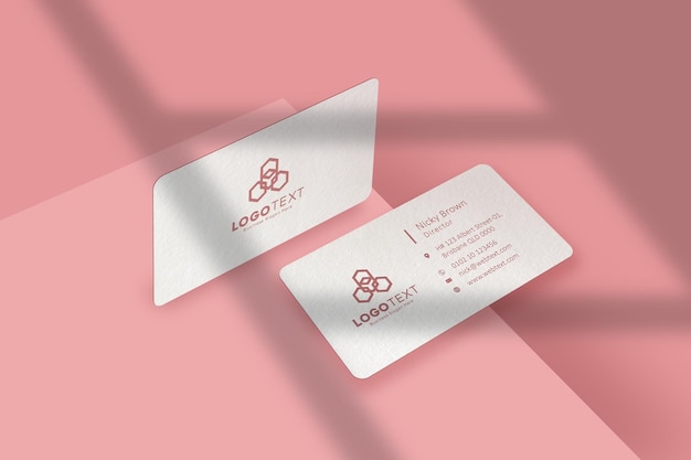business card mockup pink color design