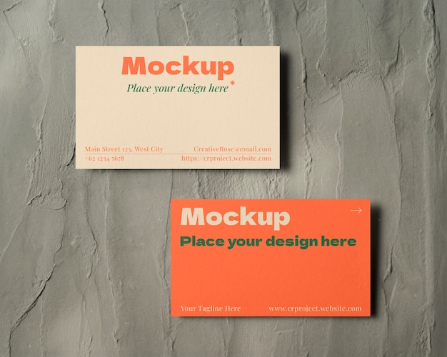 PSD business card  mockup on plaster texture