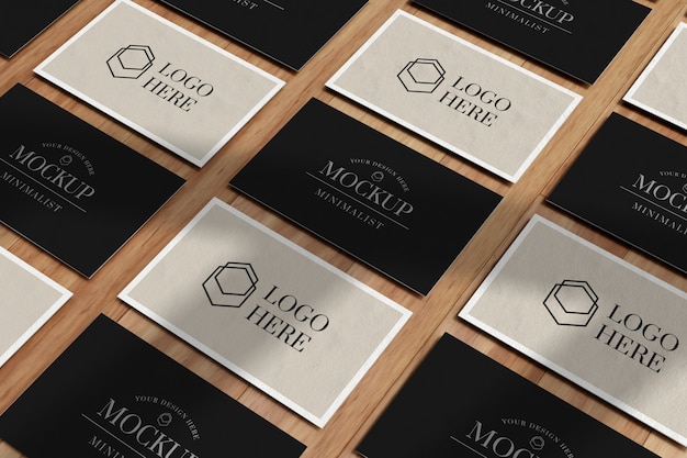 PSD business card mockup in row presentation