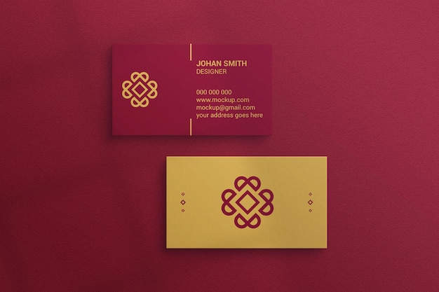 Business card mockup on textured paper