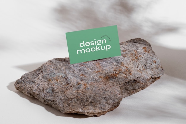 Business card mockup on top of rocks