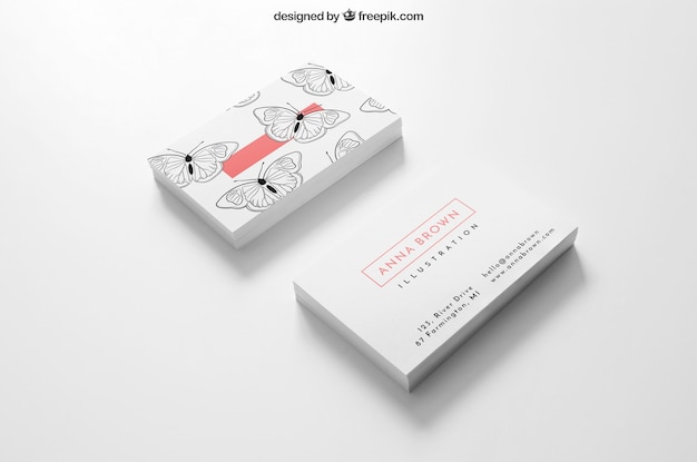 PSD business card mockup of two stacks