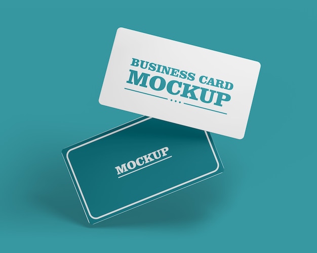 PSD a business card mockup with a blue background