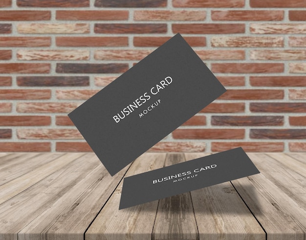 business card mockup with brick wall