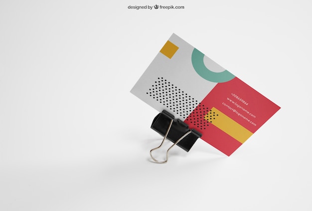 Business card mockup with clamp