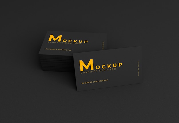 PSD business card mockup with dark texture