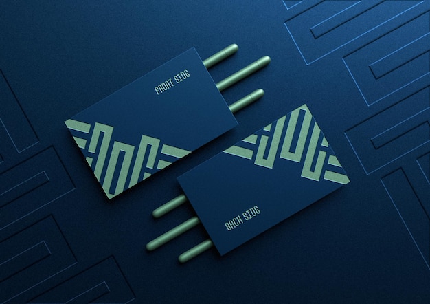 Business card mockup with debossed effect