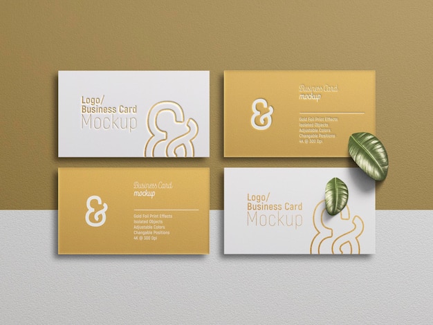 Business card mockup with debossed effects