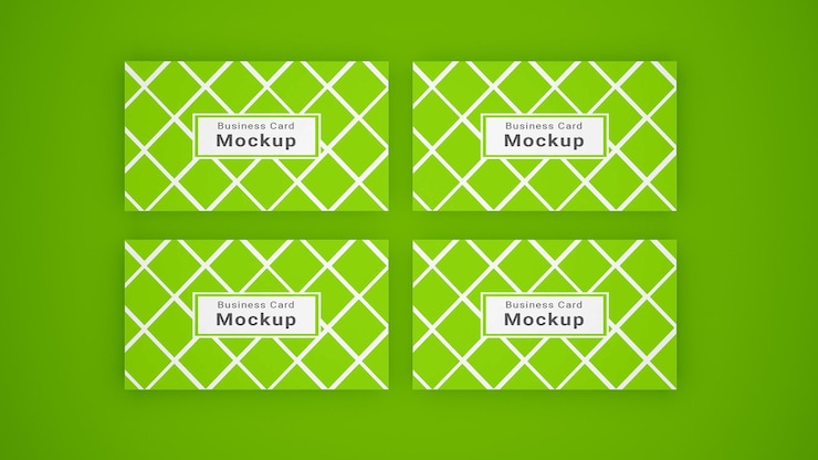 PSD business card mockup with green geometric pattern