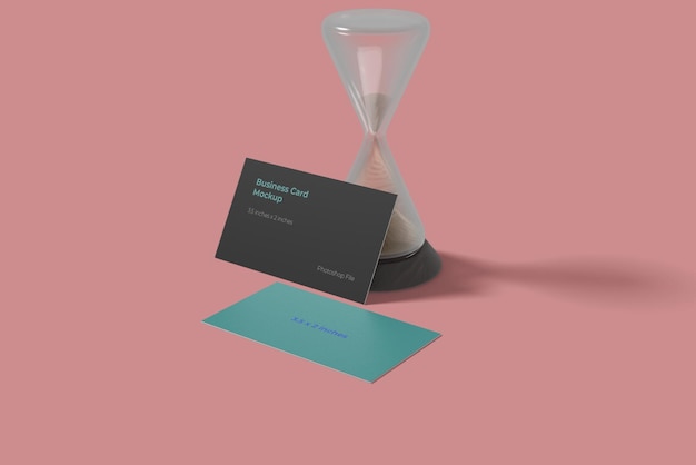 Business card mockup with hourglass