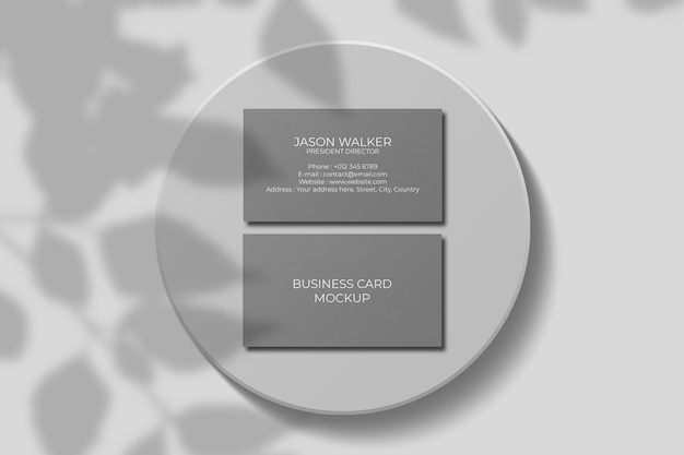 Business card mockup with shadow overlay