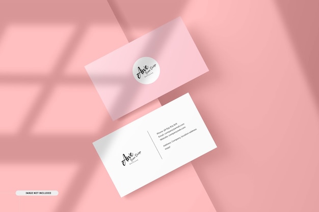 Business card mockup with shadow overlay