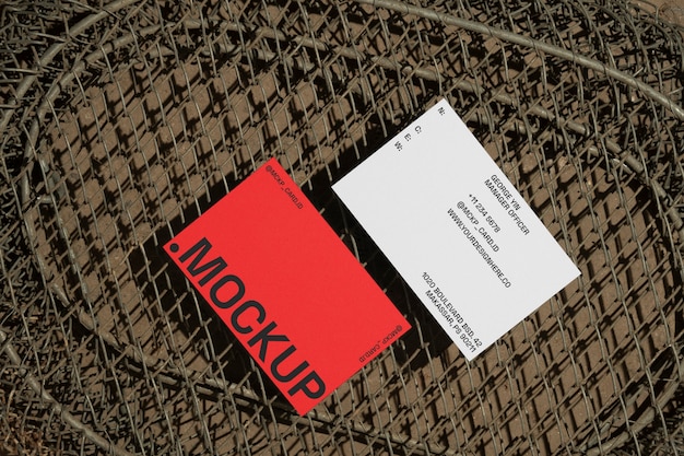 PSD business card mockup with shadows