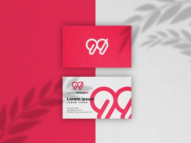 Business card mockup with two color background