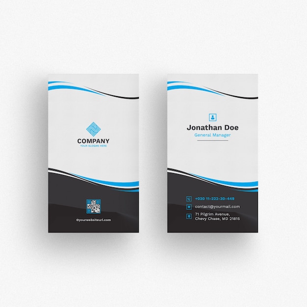 Business card mockup with wavy shapes