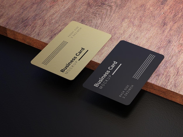 Business Card Mockup with Wood texture