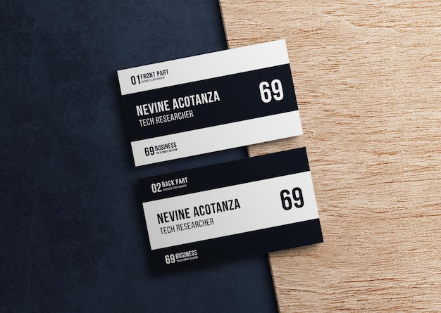 PSD business card mockup on wood