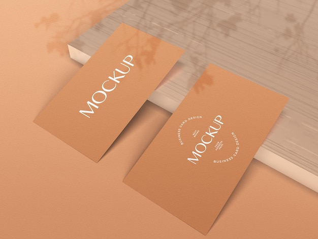 PSD business card mockup on wood