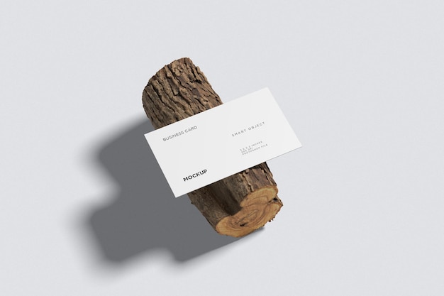 Business card mockup on the wood