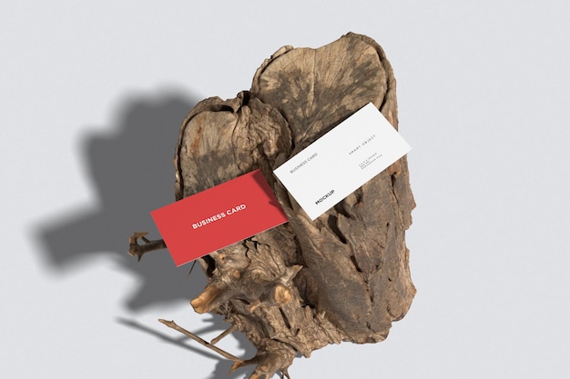 PSD business card mockup on the wood