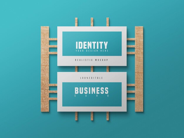 Business card psd mockup with wood