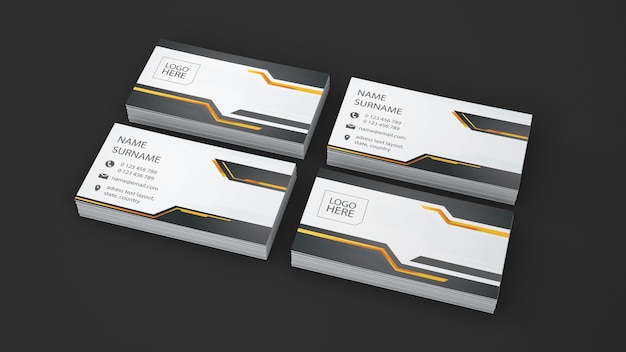 PSD business card showcase of four stacks
