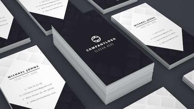 PSD business card stack mockup