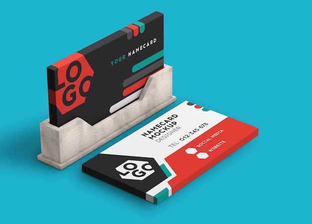 PSD business card stack modern mockup 3d rendering