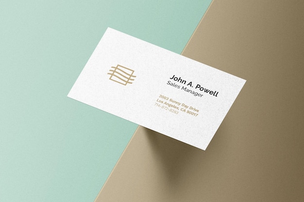 Business card on surface edge mockup