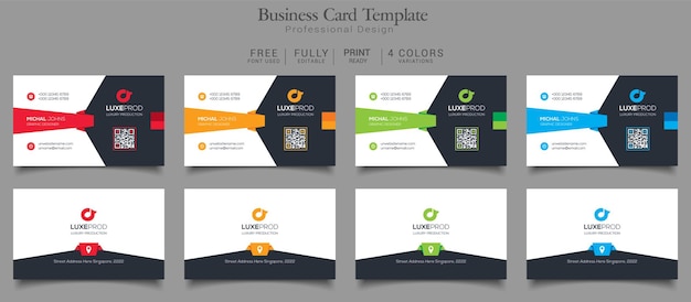 Business card template 4 color variation
