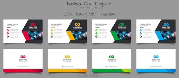 PSD business card template 4 color variations print template