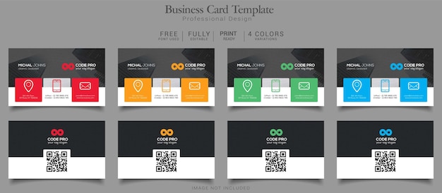 PSD business card template 4 color variations