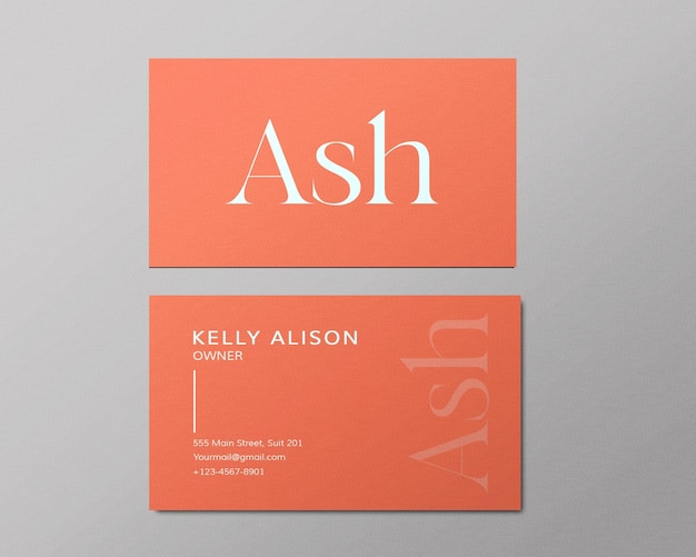 Business Card Template Design in Orange Color Background