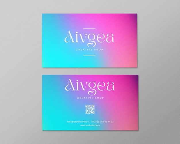 PSD business card template design with blue and pink color background