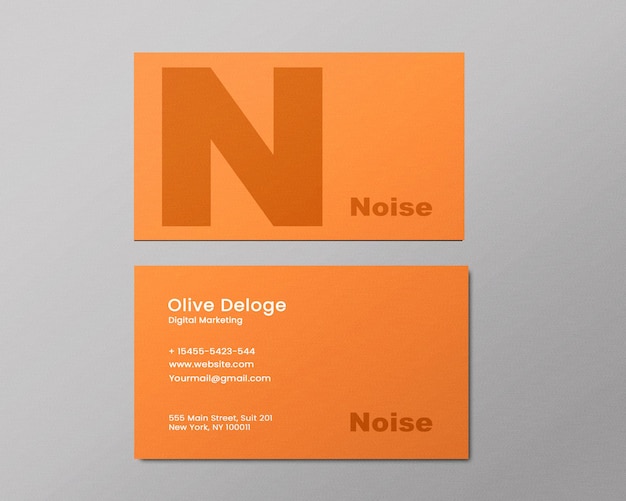 Business Card Template Design with Orange Background