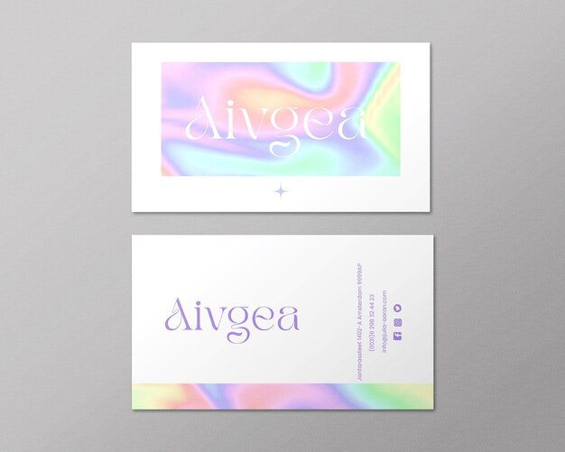 PSD business card template design with soft abstract colorful background