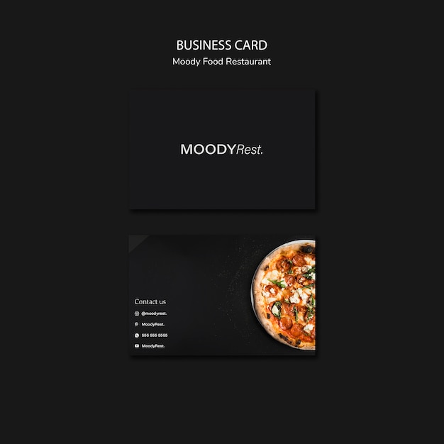 PSD business card template for moody food restaurant