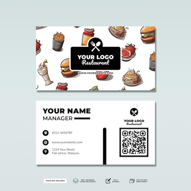 Business card template restaurant and food themes white