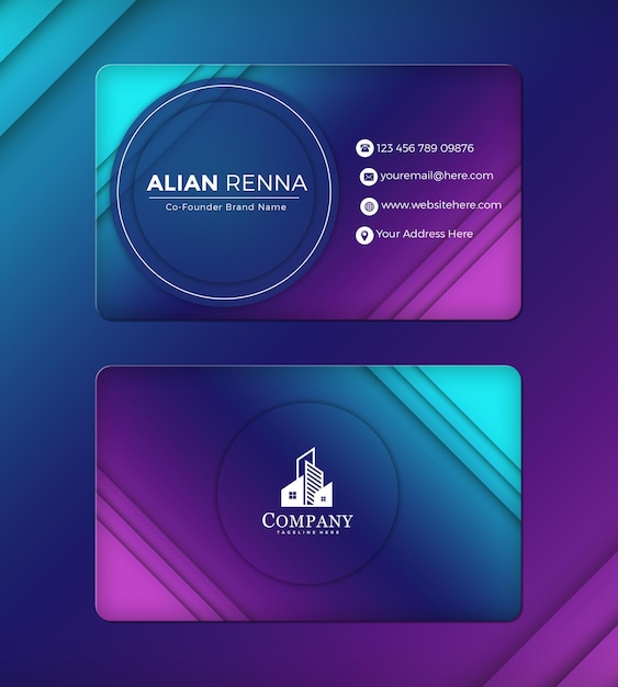 business card template technologi colour