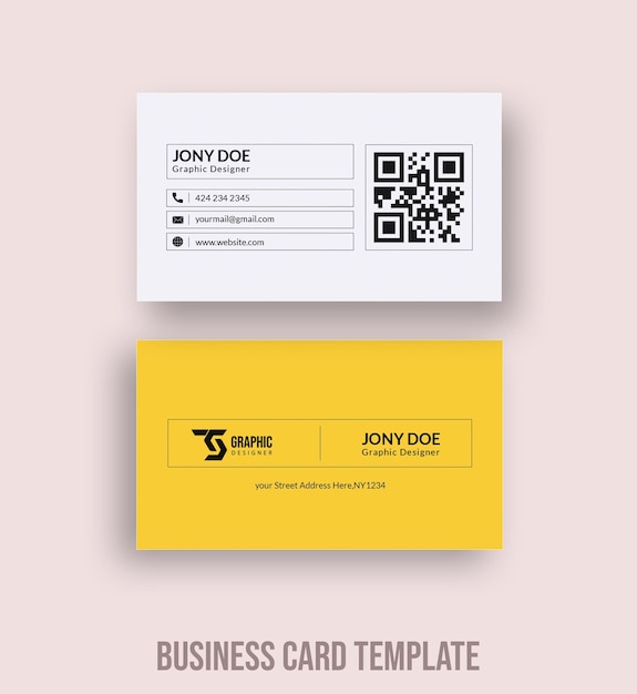 A business card template with a qr code on it