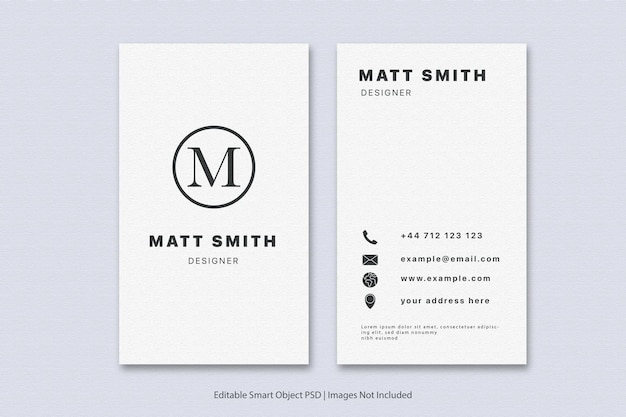 PSD a business card that says matt smith designer on it