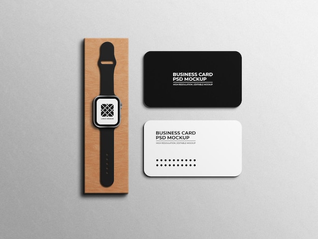 Business card and watch mockup design