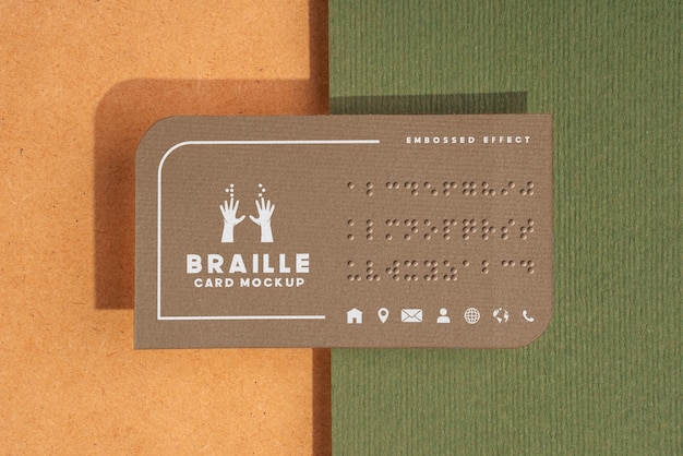 PSD business card with braille text mockup