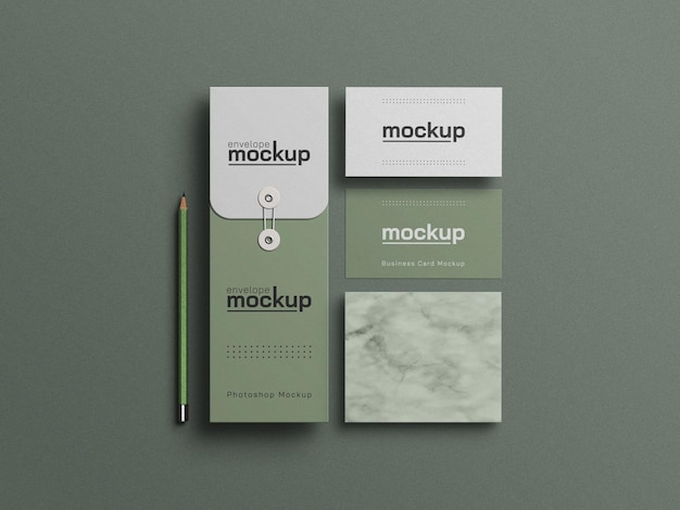 PSD business card with envelope mockup