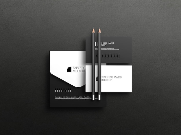 PSD business card with envelope mockup