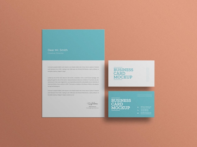 Business card with letterhead stationery set mockup