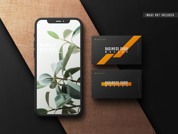 Biglietto da visita con telefono cellulare mockup psd